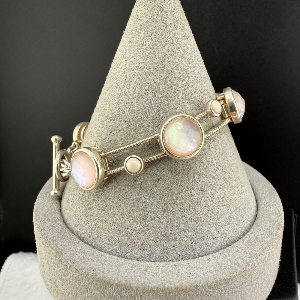 Whitney Kelly Bracelet Sterling Silver Pink Link 7.5